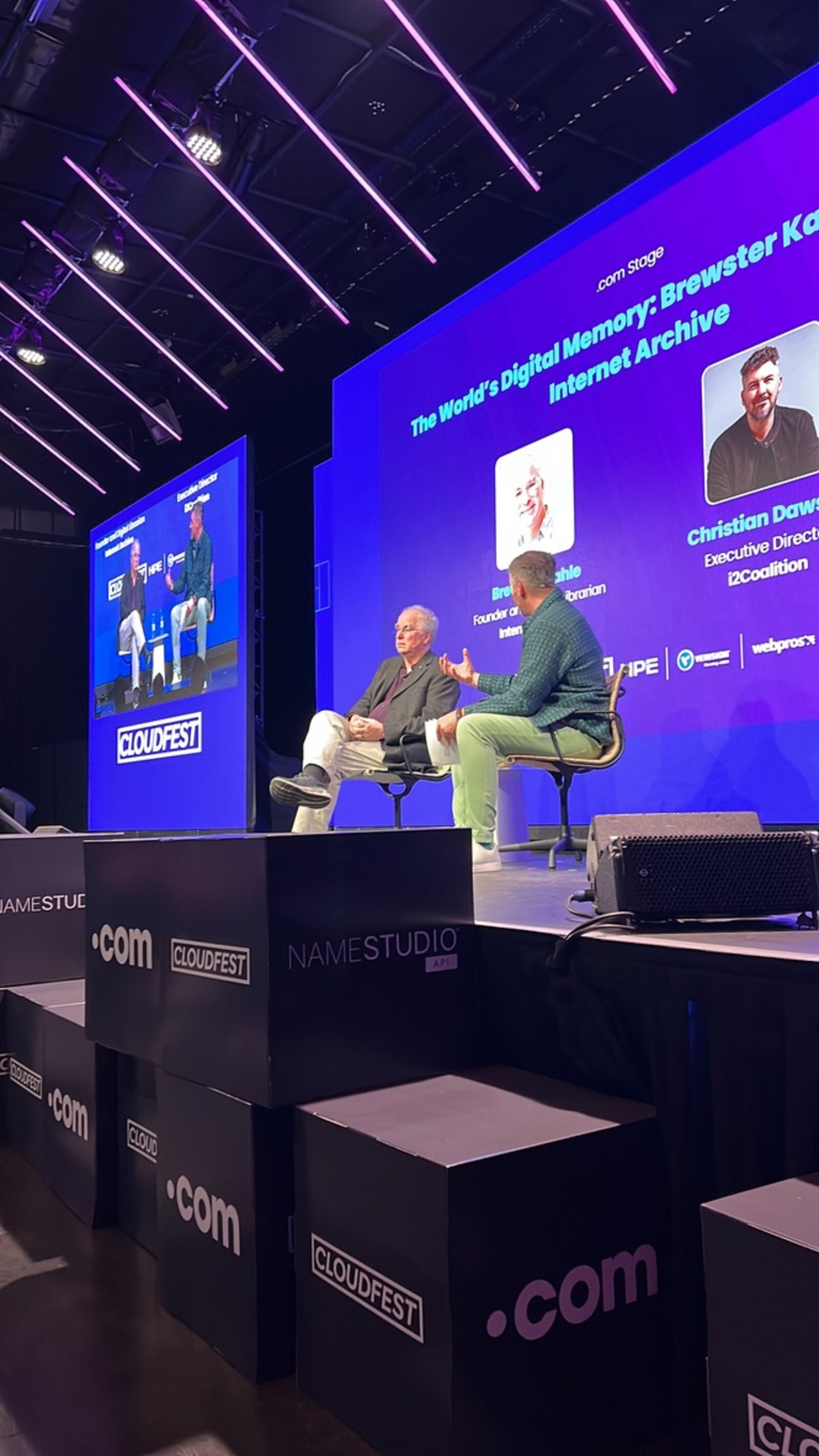 Brewster Kahle and Christian Dawson on the .com Stage, CloudFest 2026
